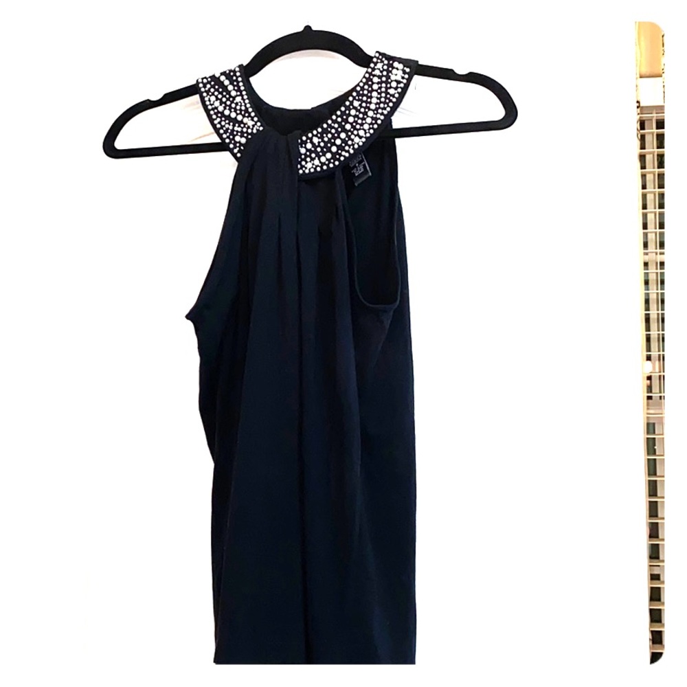 Black and pearl sleeveless top